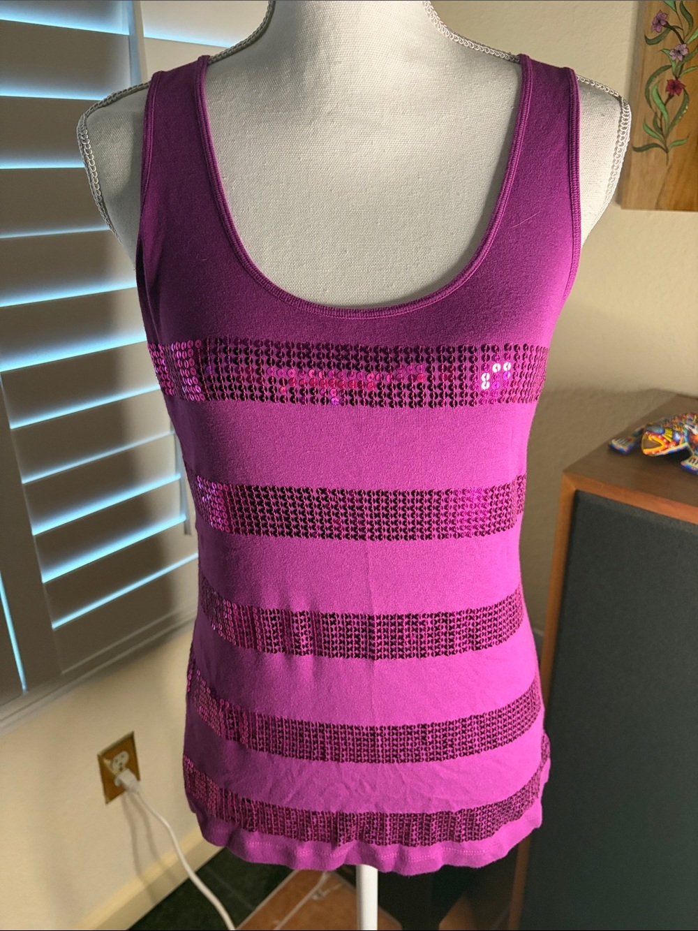 🩷👍Apt9 Hot Pink Tank Top With hot Pink Sequins Size XL